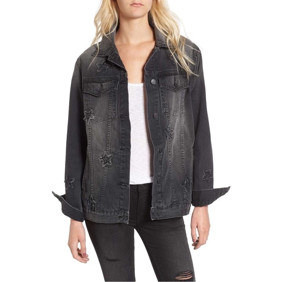 Rails Oversized Star Patch Faded Denim Jacket - Picture 2 of 5